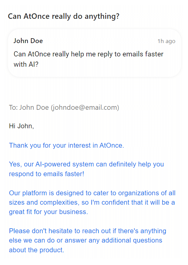 AtOnce AI Language Email Tool